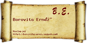 Borovits Ernő névjegykártya